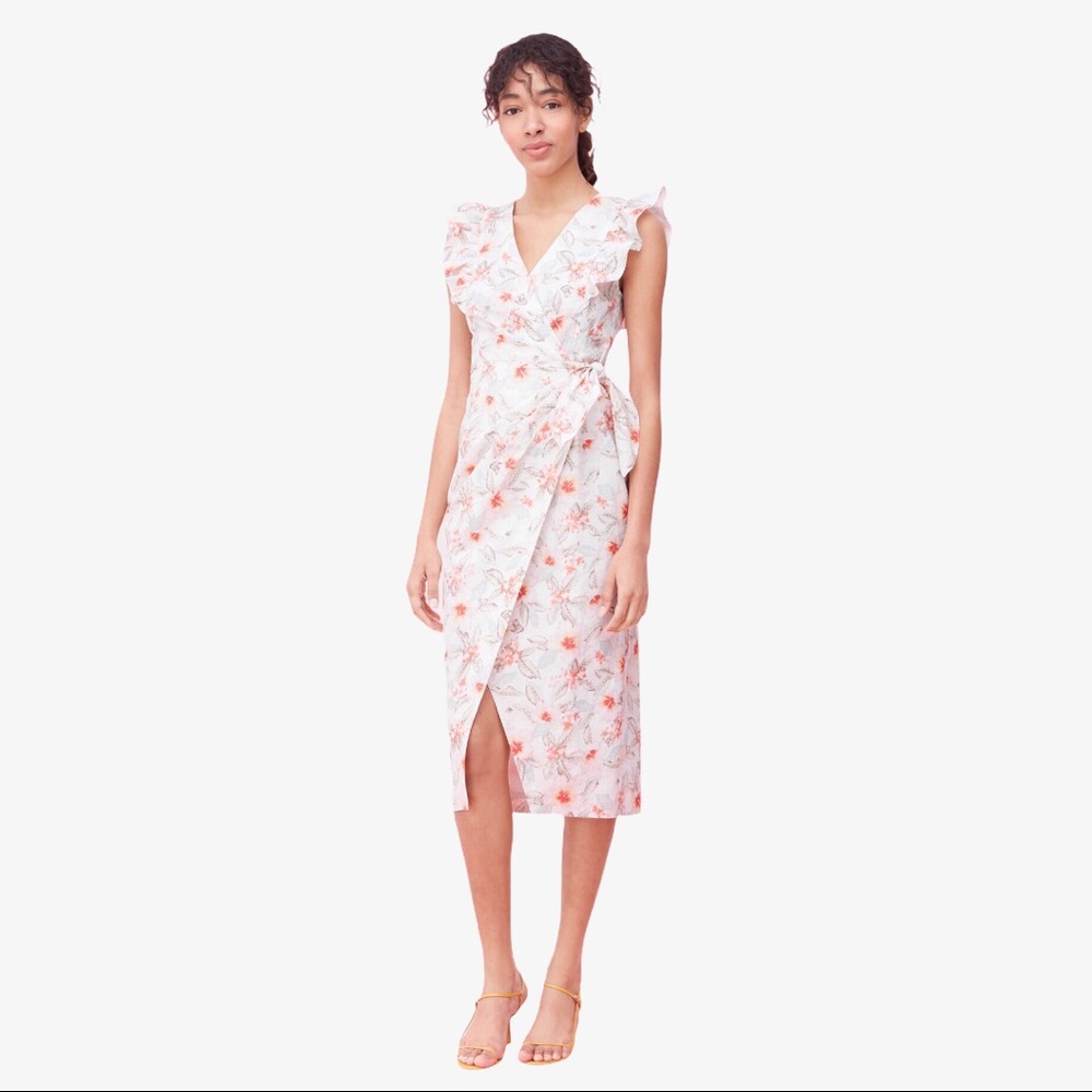 NWT REBECCA TAYLOR KAMEA FLEUR LINEN WRAP DRESS - Picture 2 of 8